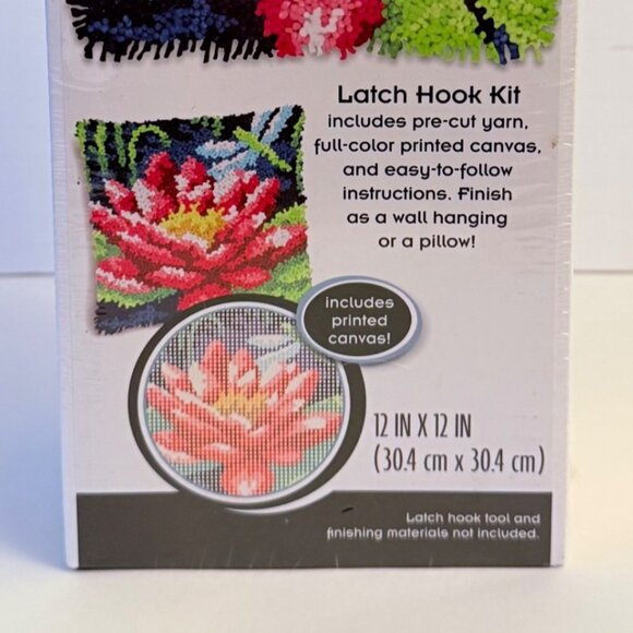 Dimensions Latch Hook Kit DIY Craft Lily Pad Dragonfly 12 X 12 Art Supply - Picture 4 of 8